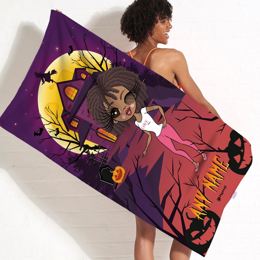Womens Personalized Haunted House Beach Towel