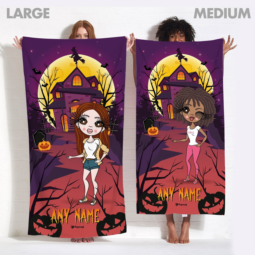 Womens Personalized Haunted House Beach Towel