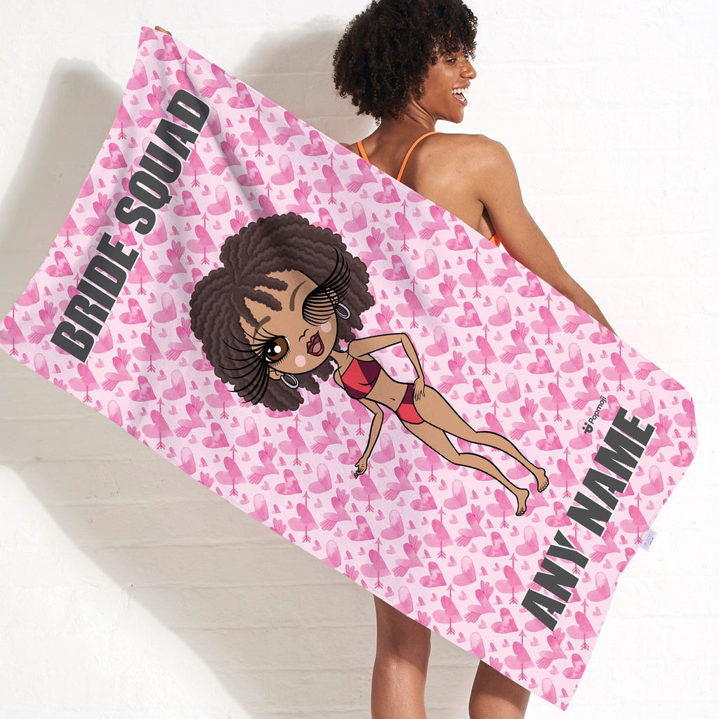 Womens Personalized Bride Squad Beach Towel