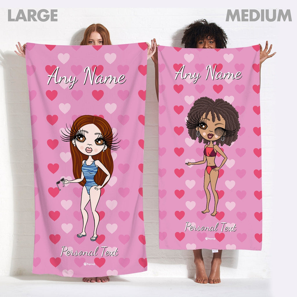 Womens Personalized Hearts Beach Towel