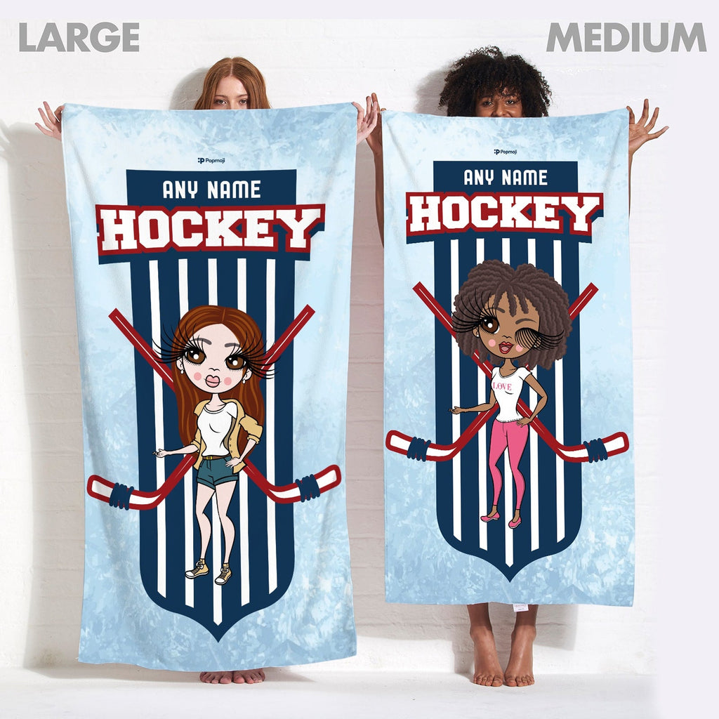 Womens Personalized Ice Hockey Emblem Beach Towel