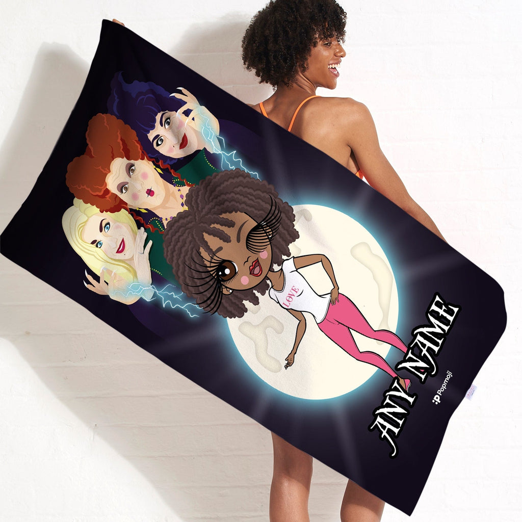 Womens Personalized Mischievous Witches Beach Towel