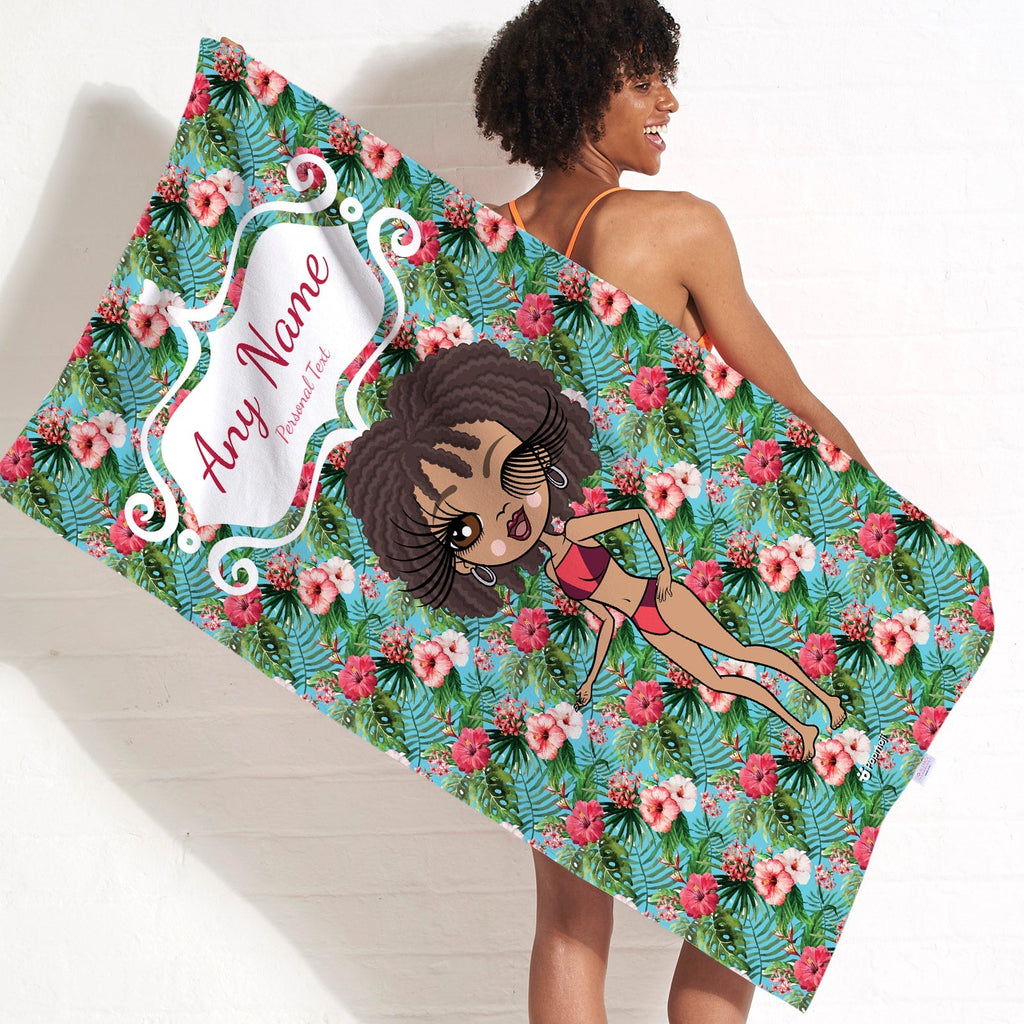 Womens Personalized Hula Print Beach Towel