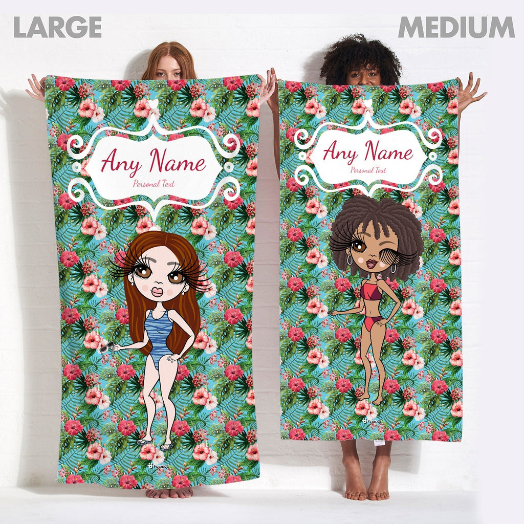 Womens Personalized Hula Print Beach Towel