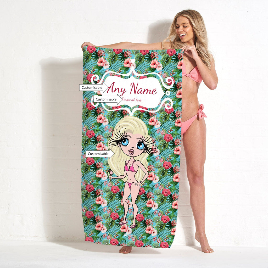 Womens Personalized Hula Print Beach Towel