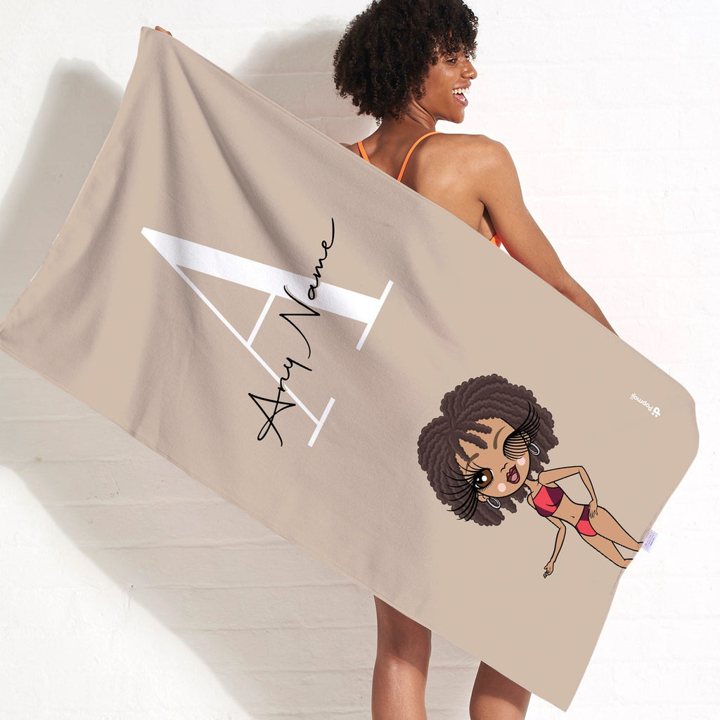 Womens Personalized The LUX Collection Initial Nude Beach Towel