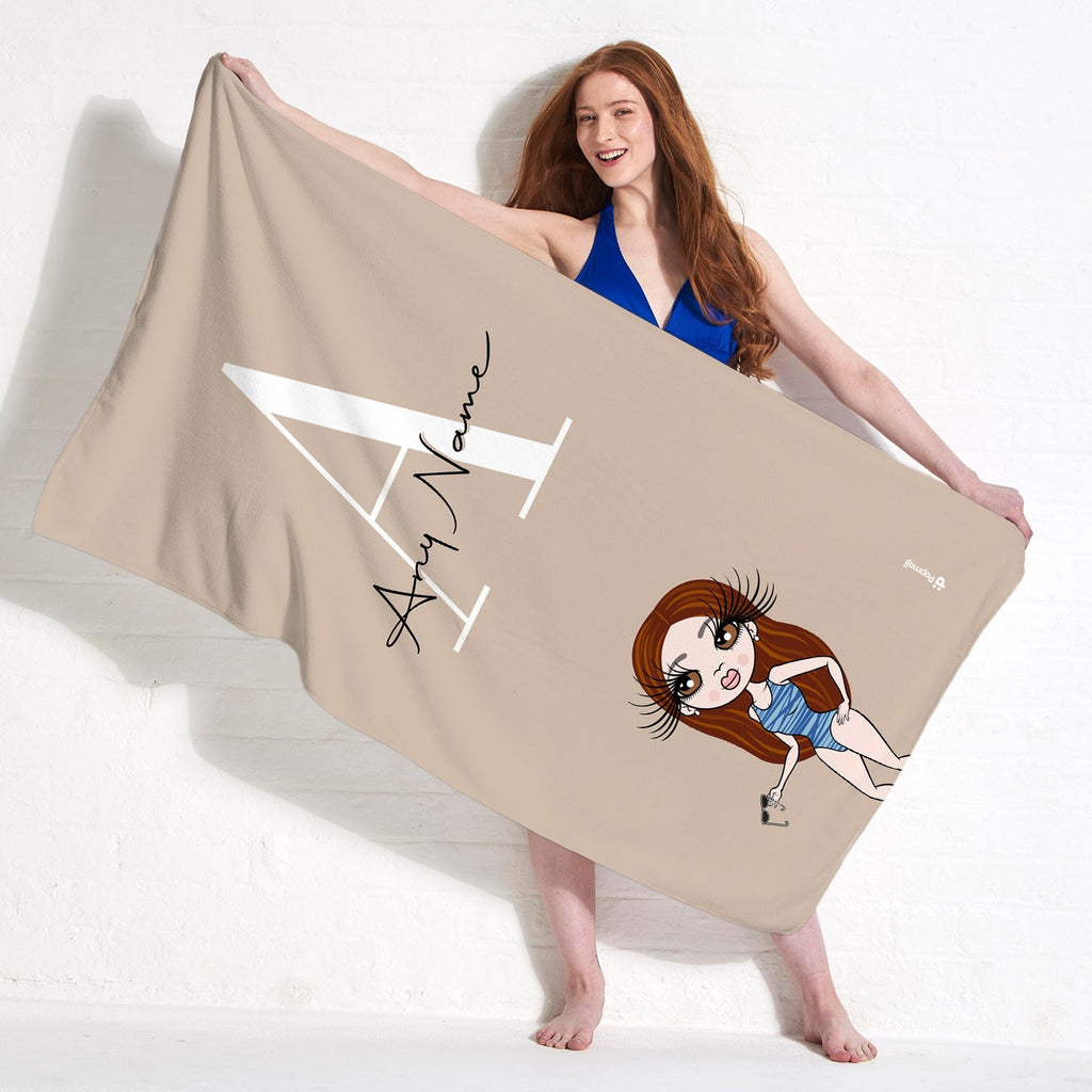 Womens Personalized The LUX Collection Initial Nude Beach Towel