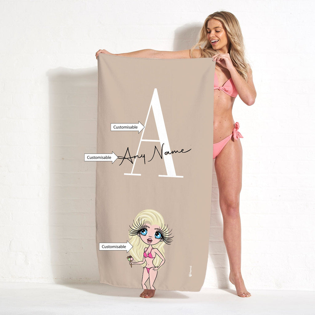 Womens Personalized The LUX Collection Initial Nude Beach Towel