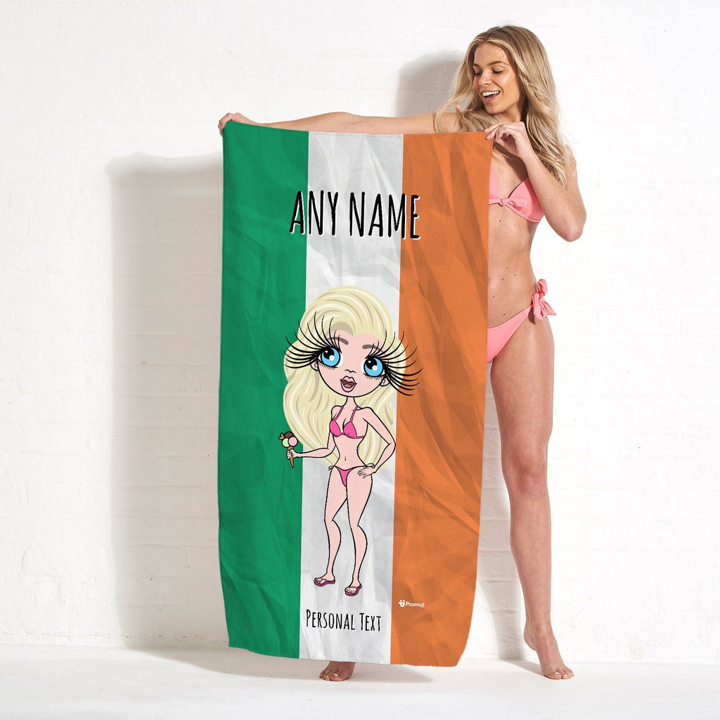 Womens Personalized Irish Flag Beach Towel