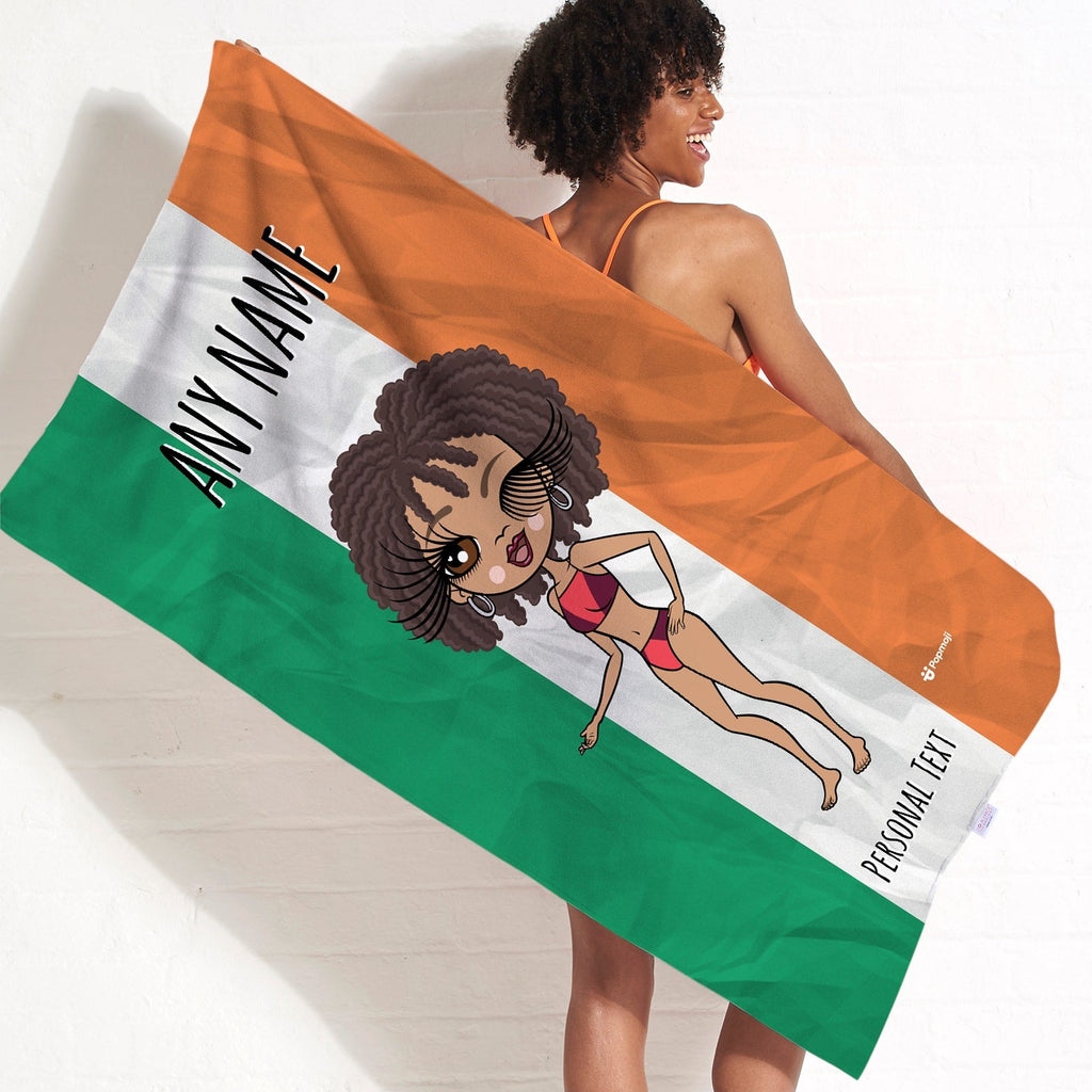 Womens Personalized Irish Flag Beach Towel
