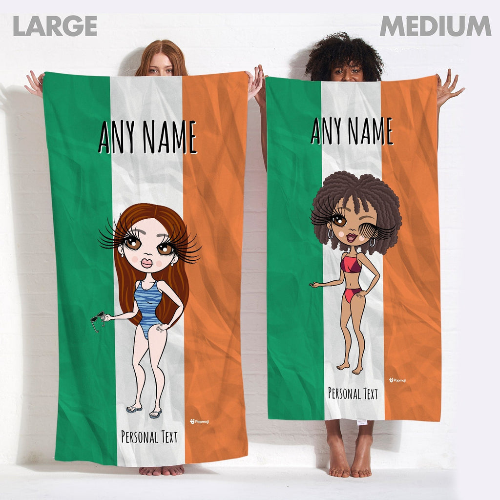 Womens Personalized Irish Flag Beach Towel