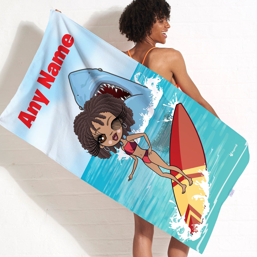 Womens Personalized Retro Shark Attack Beach Towel
