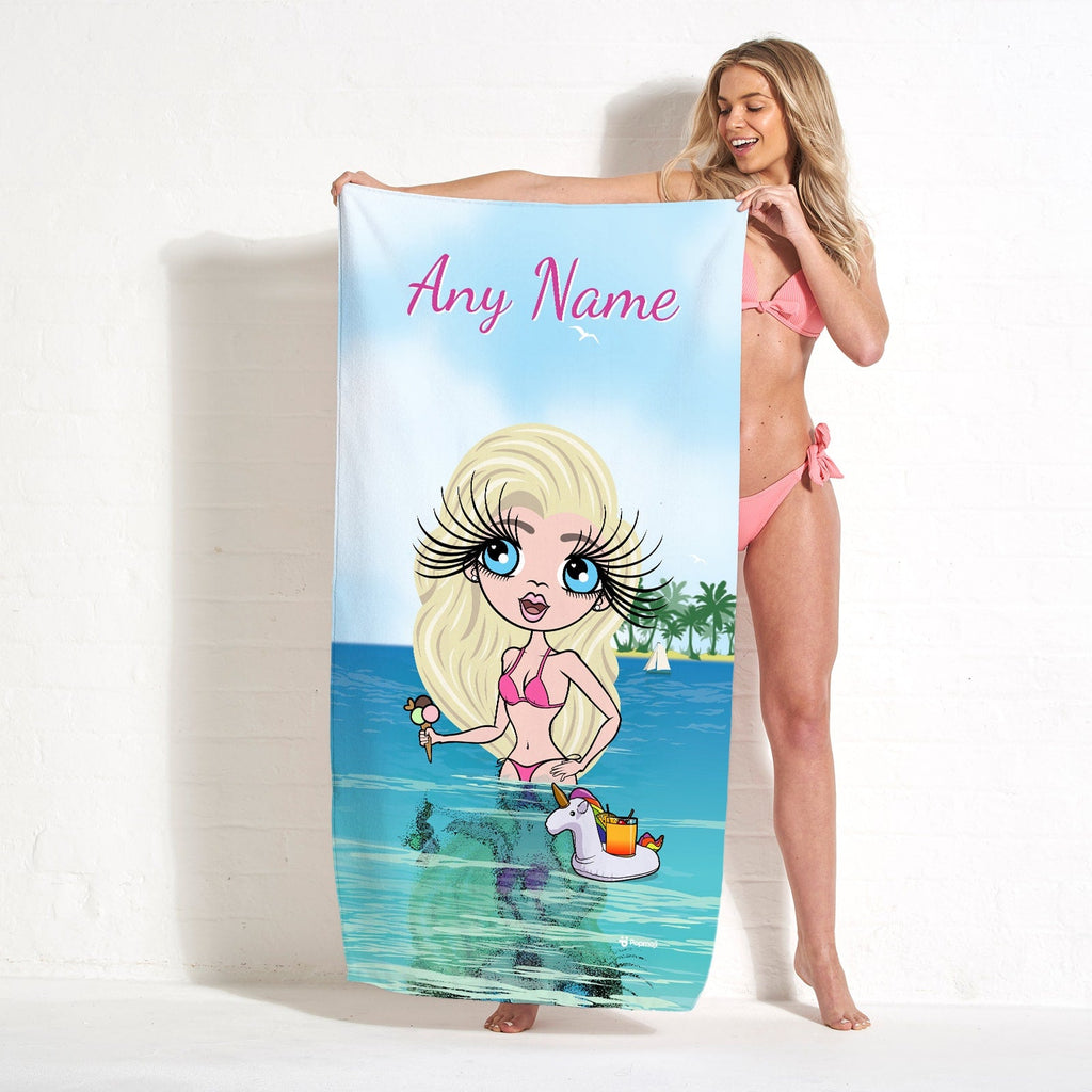 Womens Personalized Seaside Cocktails Beach Towel