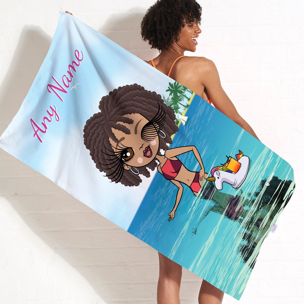 Womens Personalized Seaside Cocktails Beach Towel