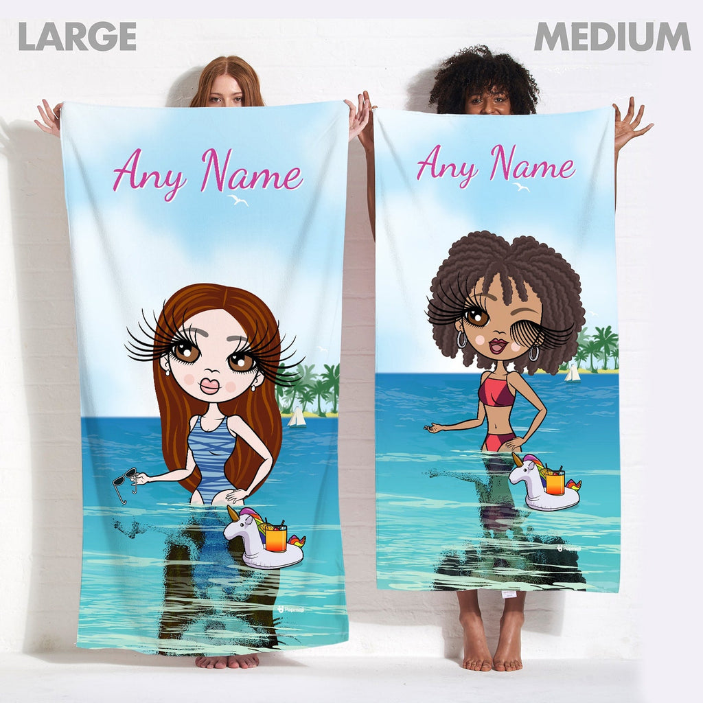 Womens Personalized Seaside Cocktails Beach Towel