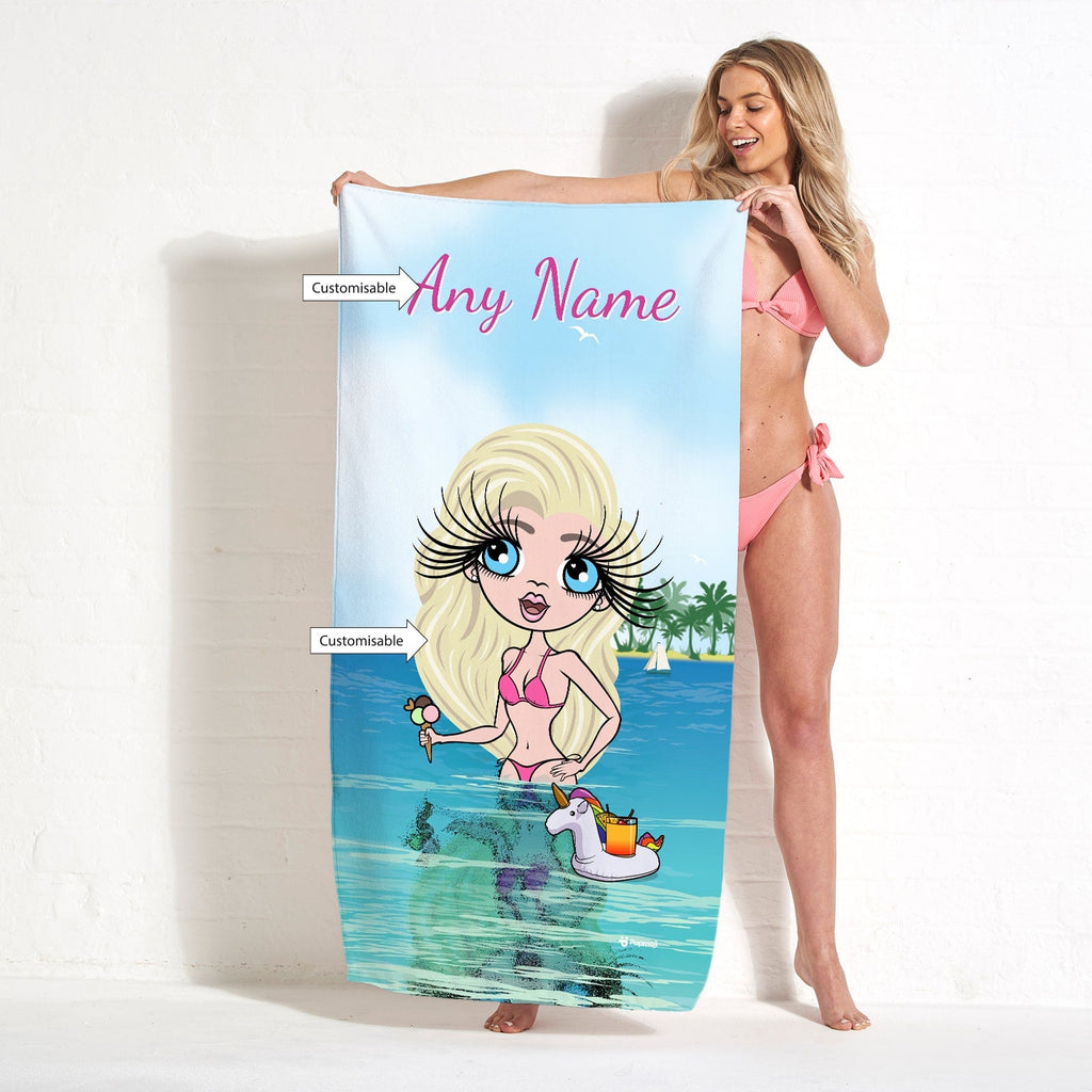 Womens Personalized Seaside Cocktails Beach Towel
