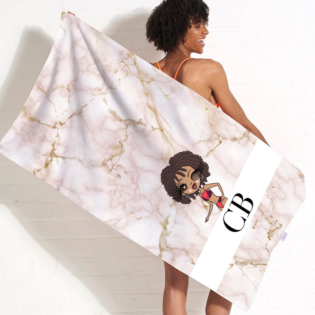 Womens Personalized The LUX Collection Pink Marble Beach Towel