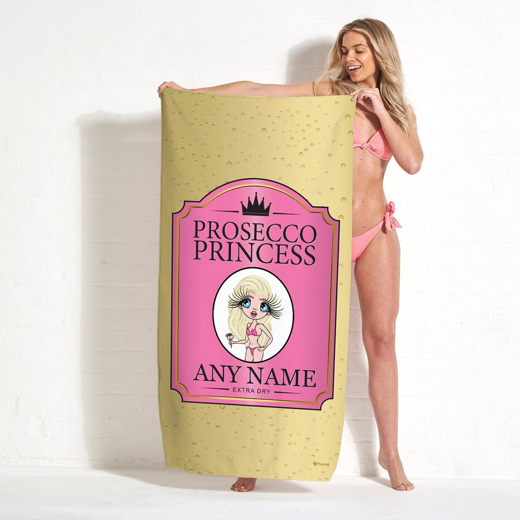 Womens Personalized Prosecco Princess Beach Towel