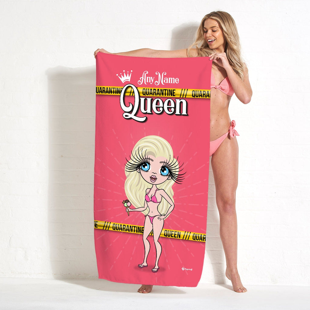 Womens Personalized Quarantine Queen Beach Towel