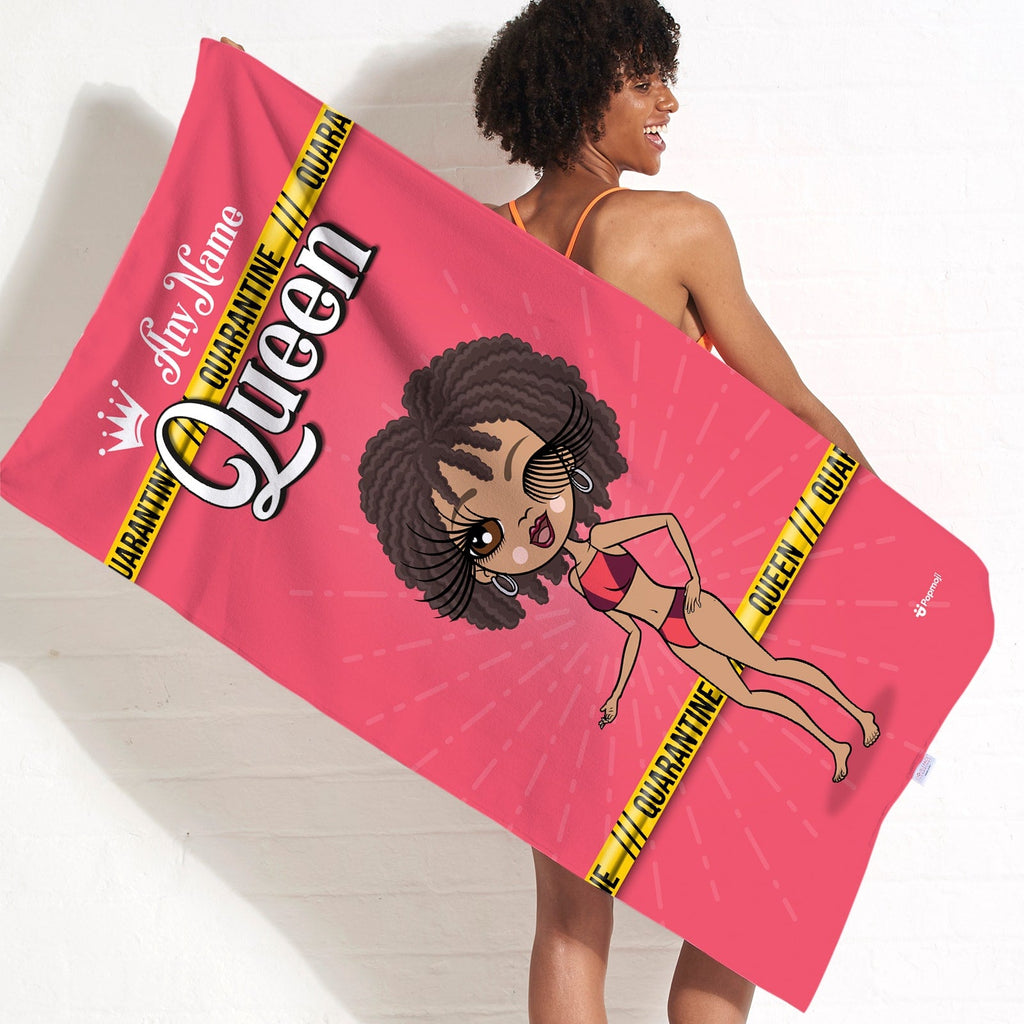 Womens Personalized Quarantine Queen Beach Towel