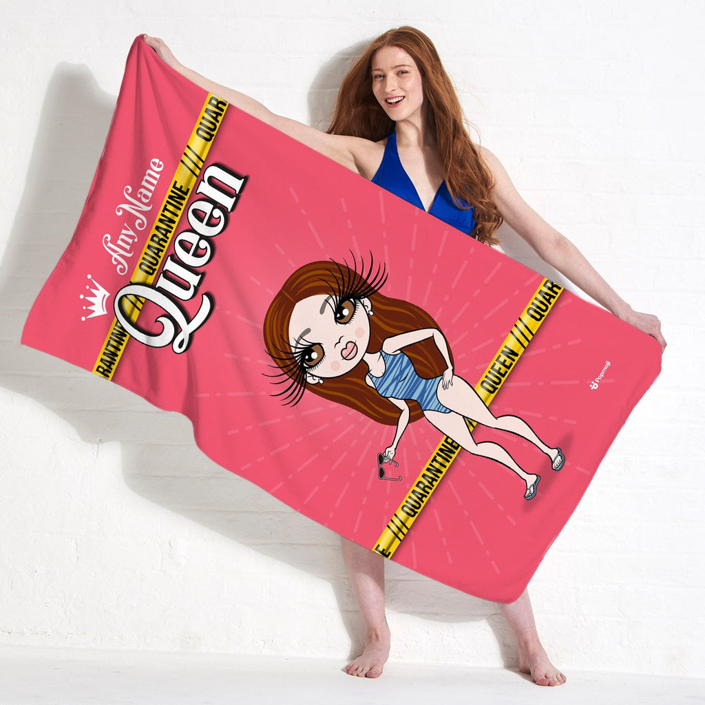 Womens Personalized Quarantine Queen Beach Towel