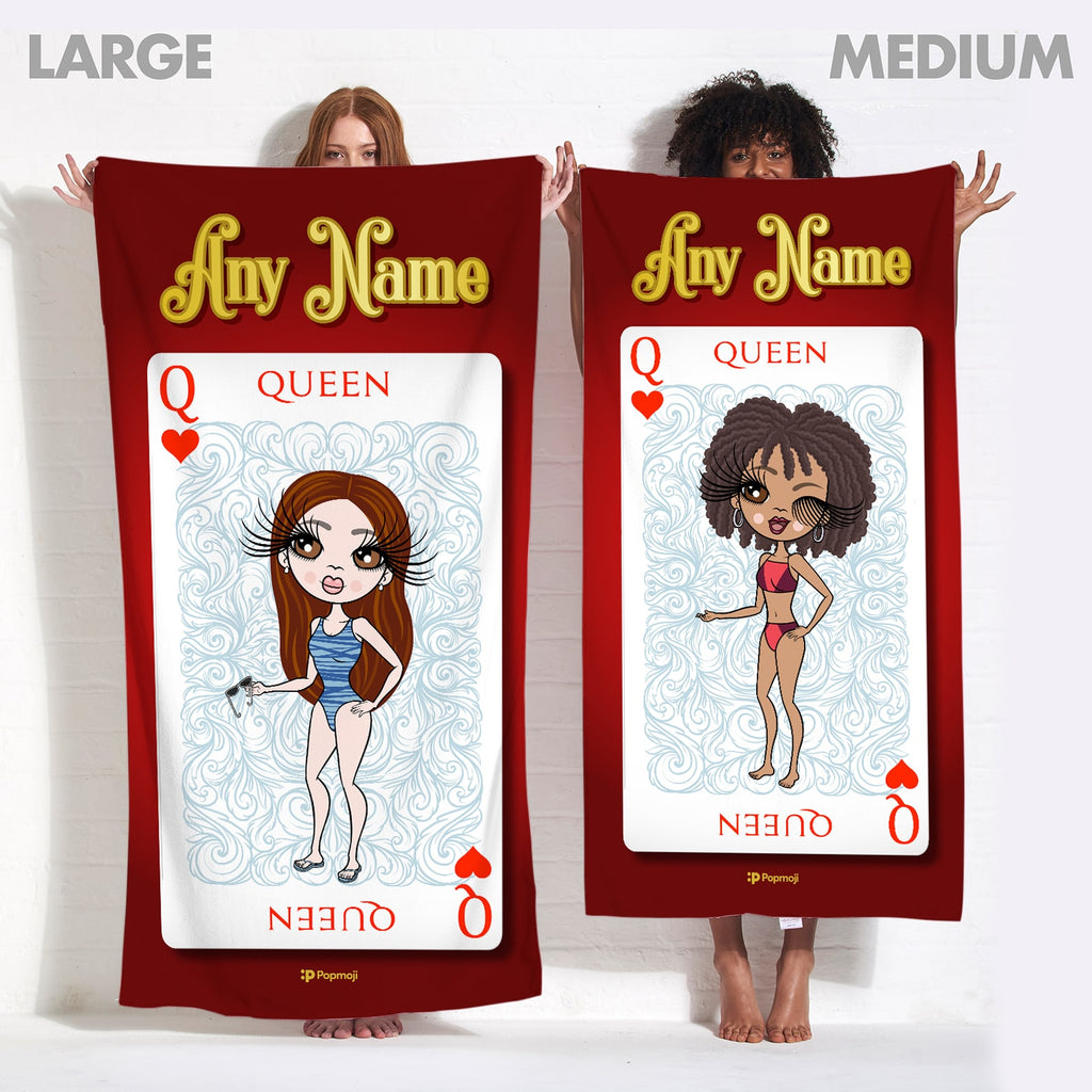 Womens Personalized Queen Of Hearts Beach Towel