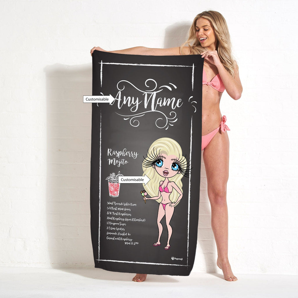 Womens Personalized Raspberry Mojito Beach Towel