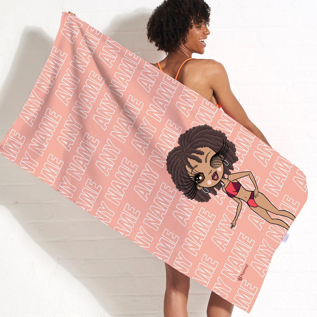 Womens Personalized Repeat Name Beach Towel