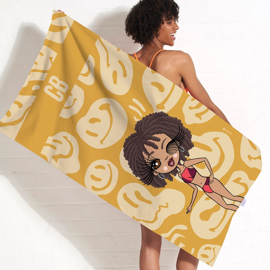 Womens Personalized Repeat Smile Beach Towel