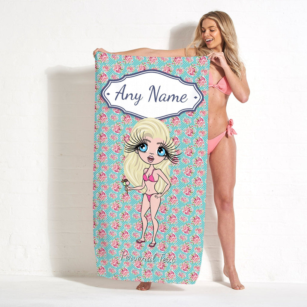 Womens Personalized Rose Beach Towel