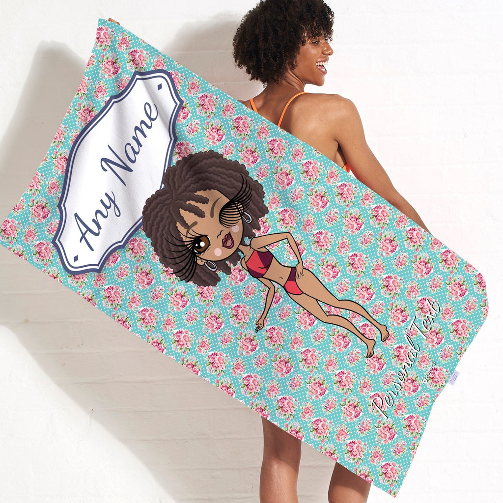 Womens Personalized Rose Beach Towel