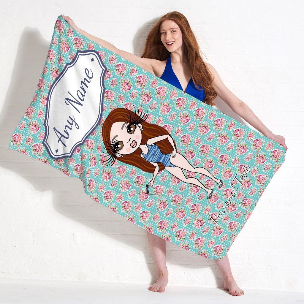 Womens Personalized Rose Beach Towel