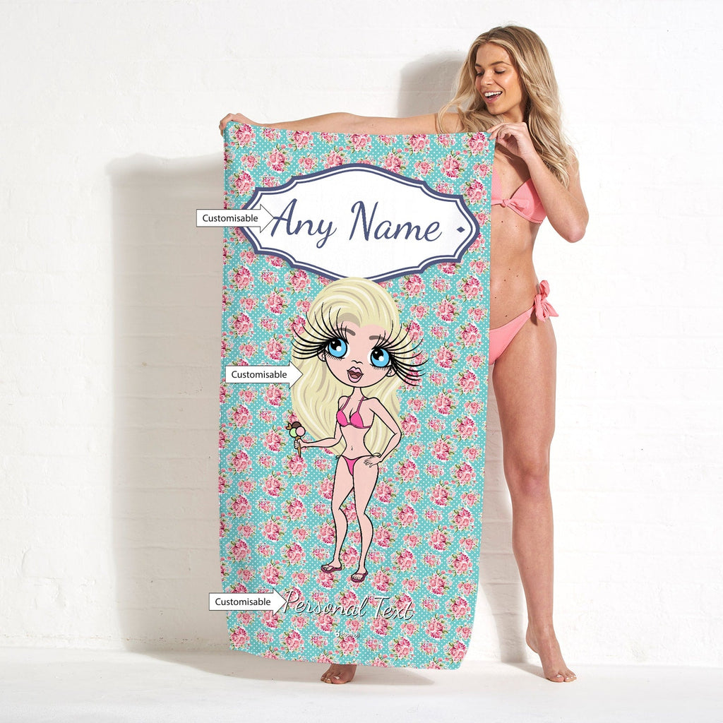 Womens Personalized Rose Beach Towel