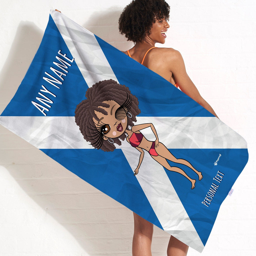 Womens Personalized Scottish Flag Beach Towel