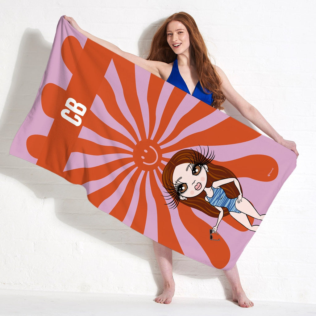 Womens Personalized Smiley Face Beach Towel
