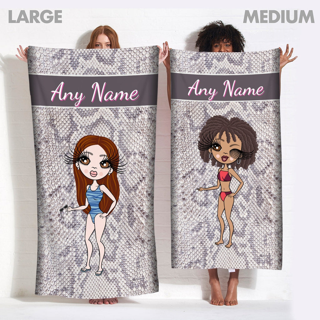 Womens Personalized Snake Print Beach Towel