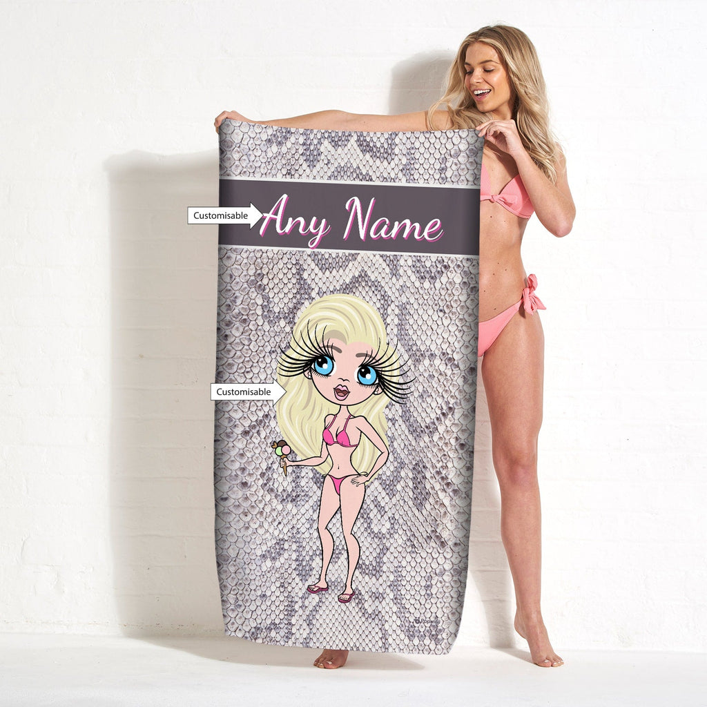 Womens Personalized Snake Print Beach Towel