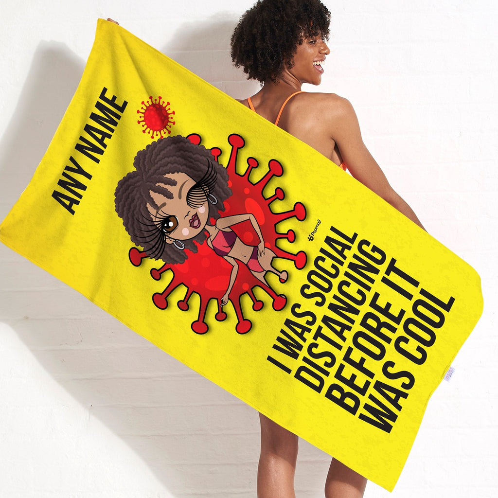 Womens Personalized Social Distancing Beach Towel