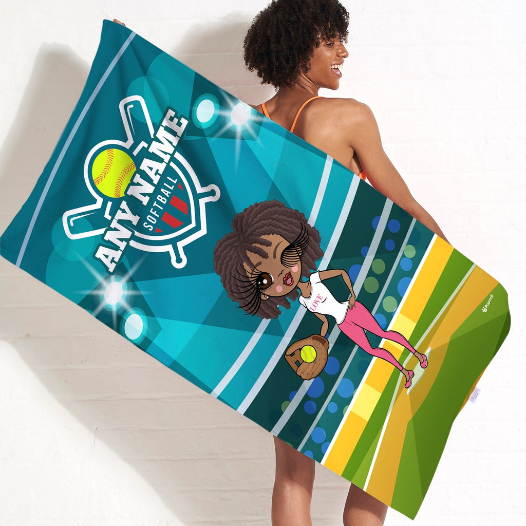 Womens Personalized Softball Beach Towel