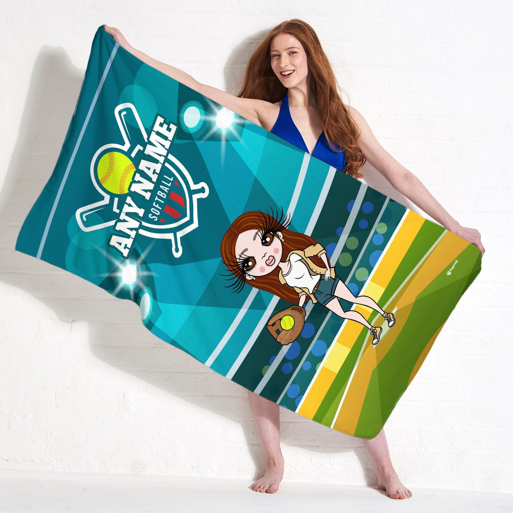 Womens Personalized Softball Beach Towel