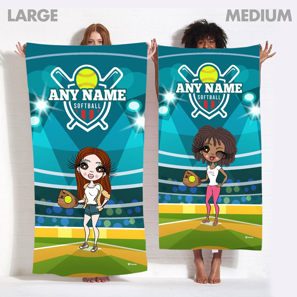 Womens Personalized Softball Beach Towel