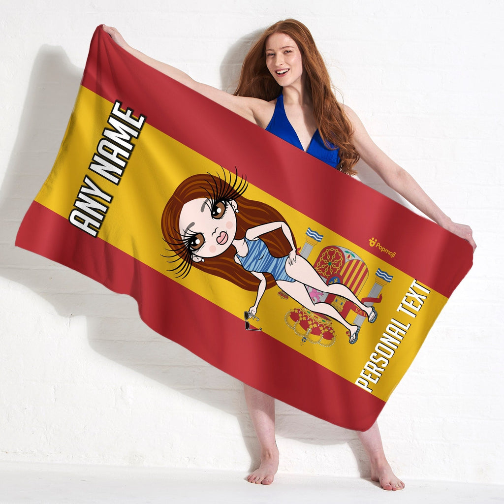 Womens Personalized Spanish Flag Beach Towel