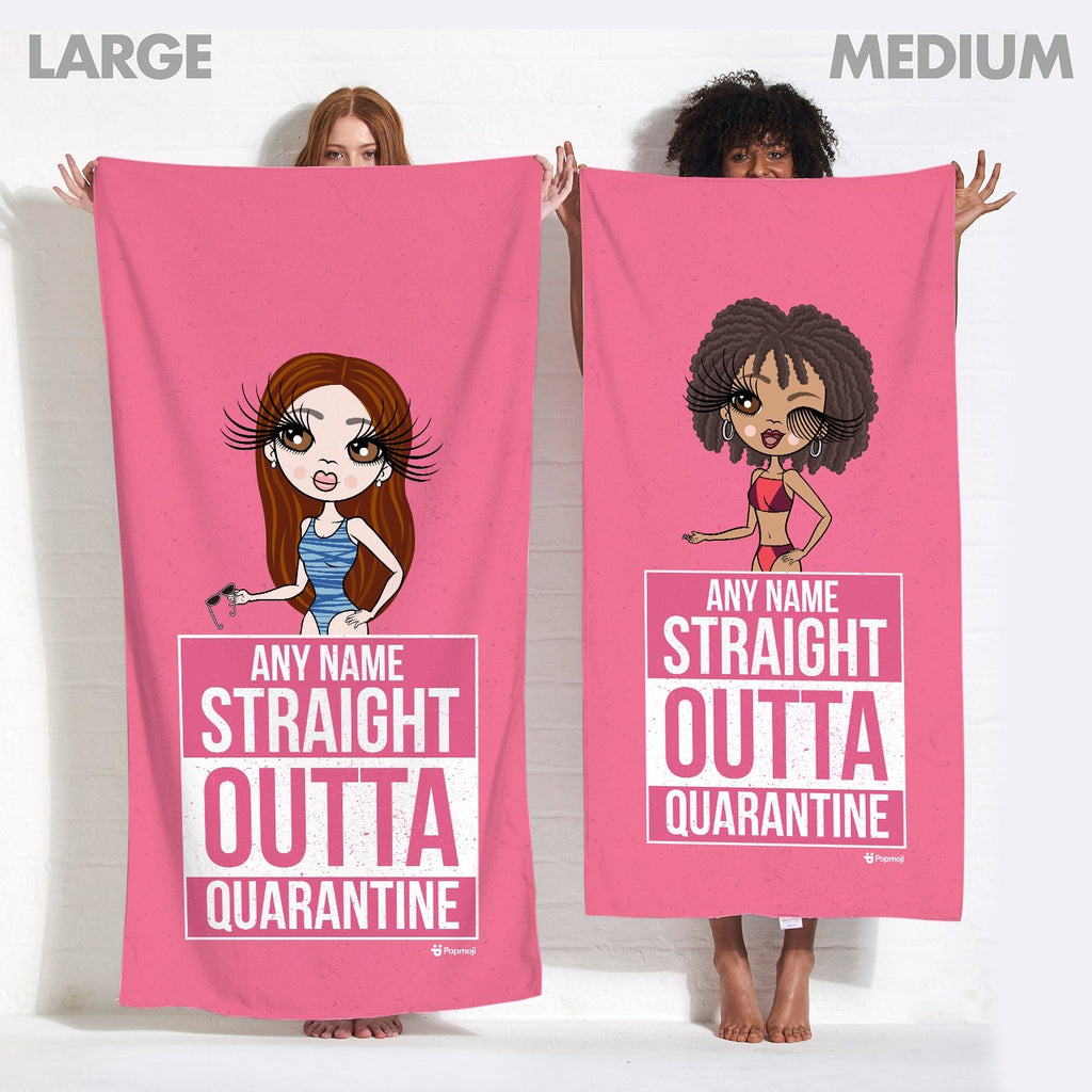 Womens Personalized Straight Outta Quarantine Beach Towel