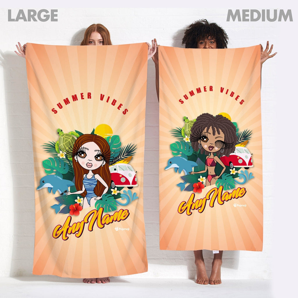 Womens Personalized Summer Vibes Beach Towel