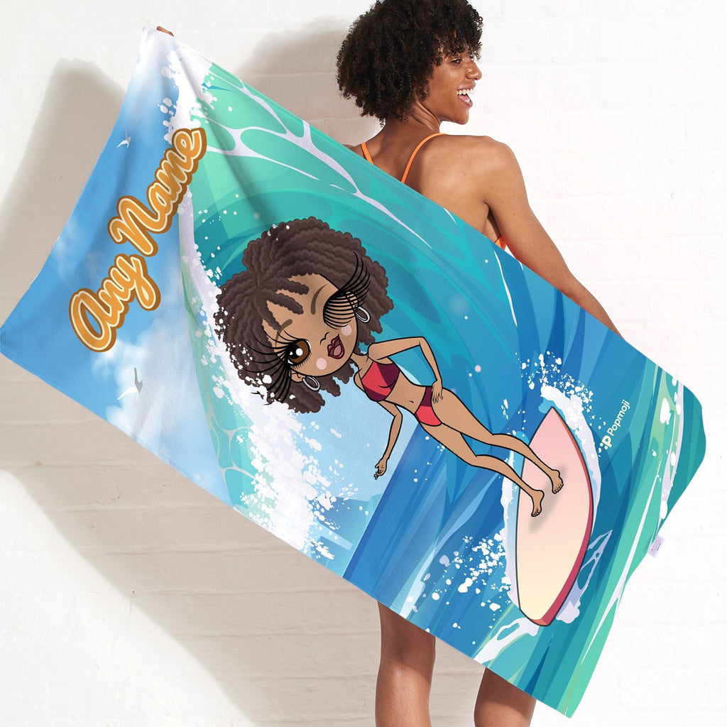 Womens Personalized Surfs Up Beach Towel