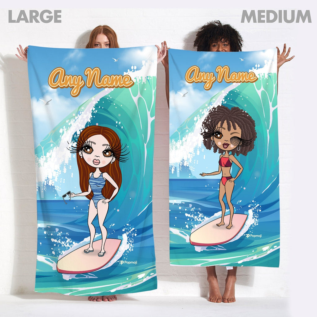 Womens Personalized Surfs Up Beach Towel