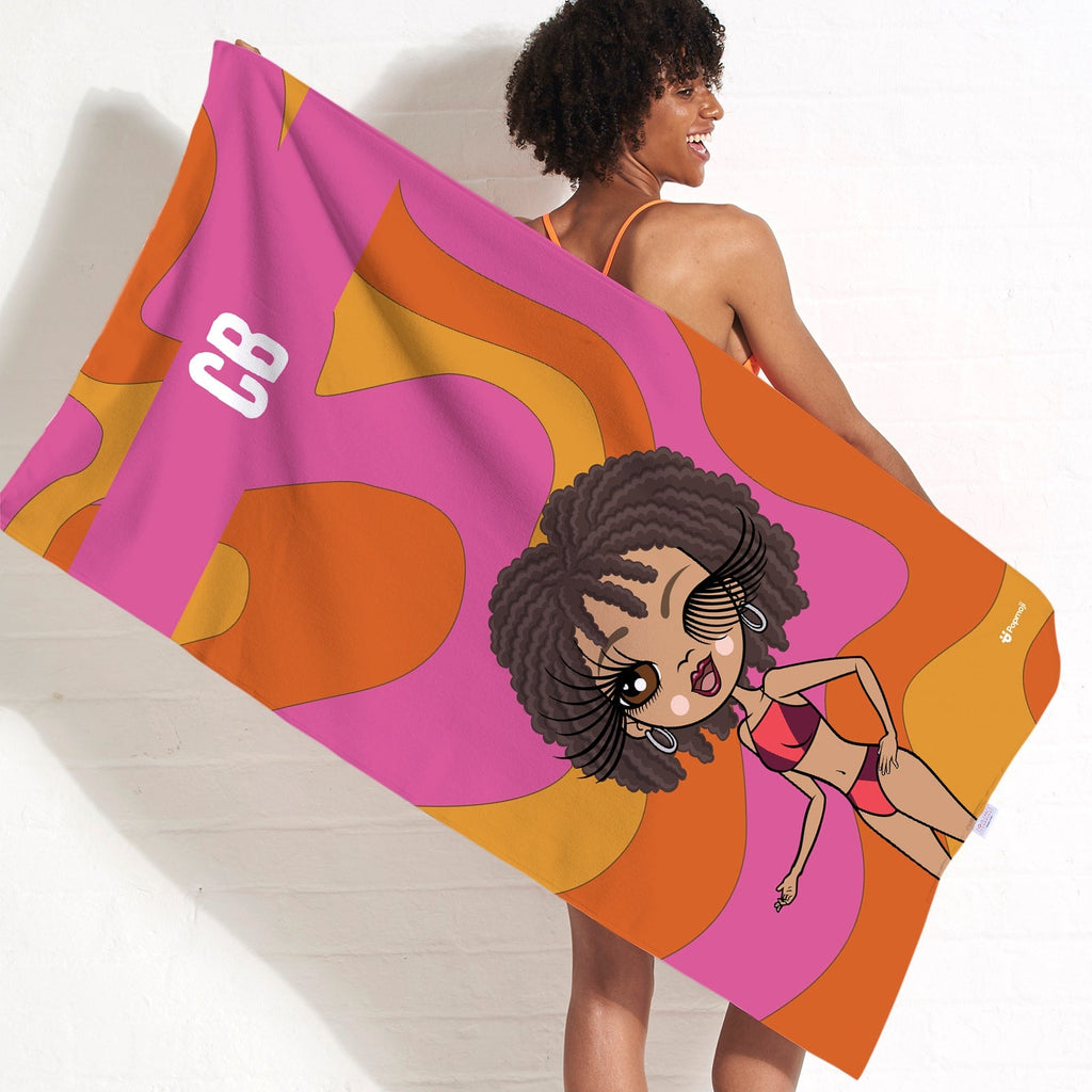 Womens Personalized Swirl Beach Towel