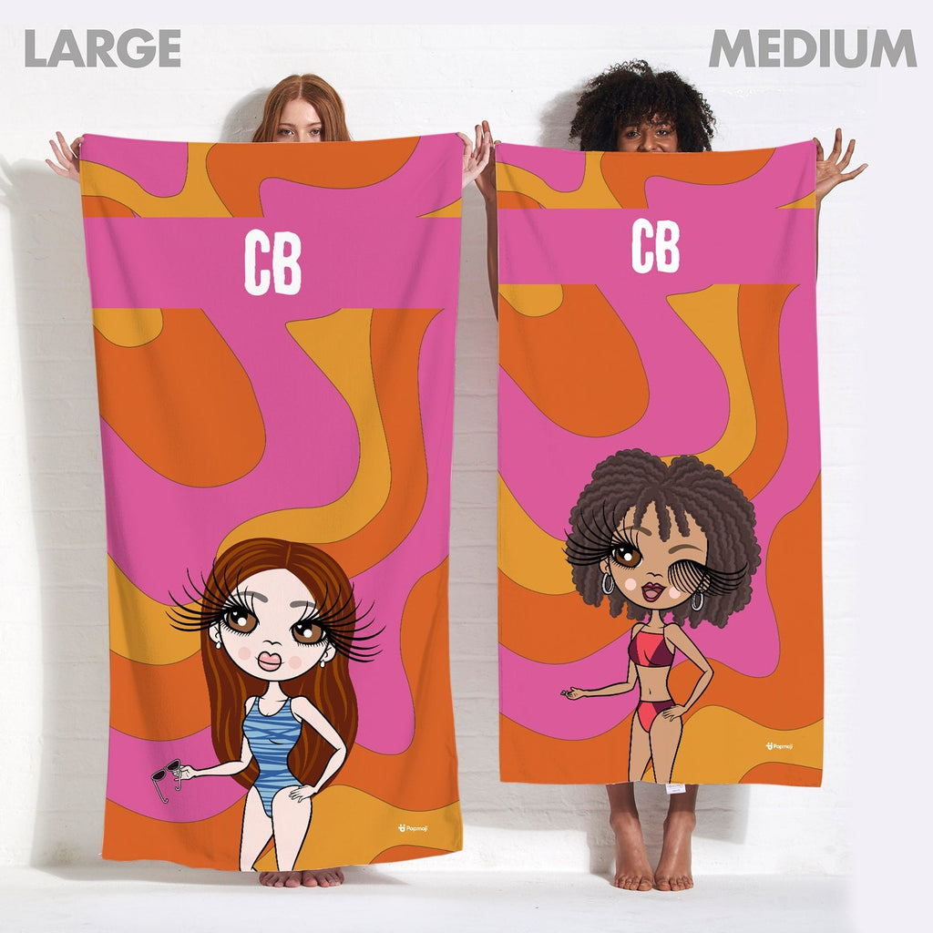 Womens Personalized Swirl Beach Towel