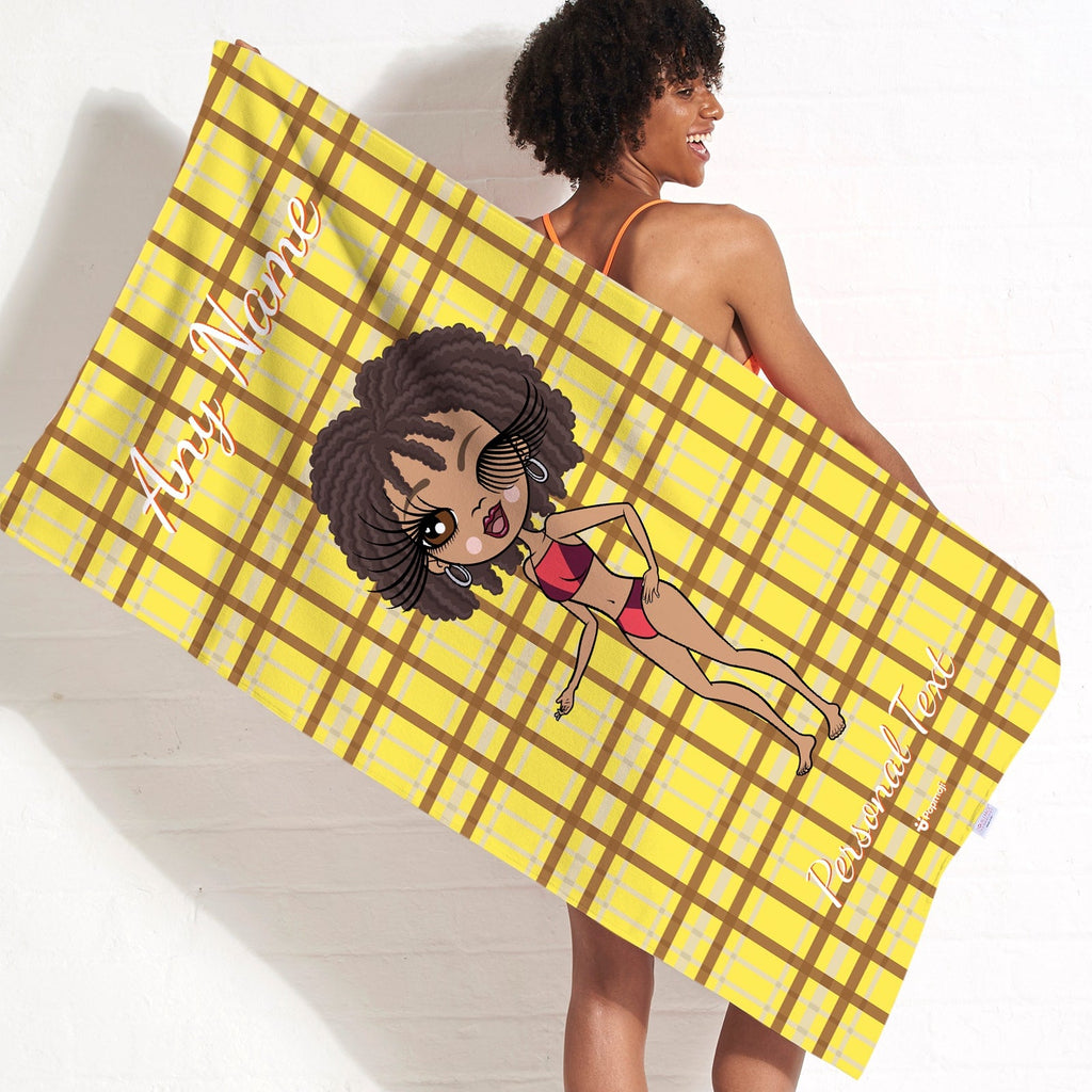 Womens Personalized Tartan Beach Towel