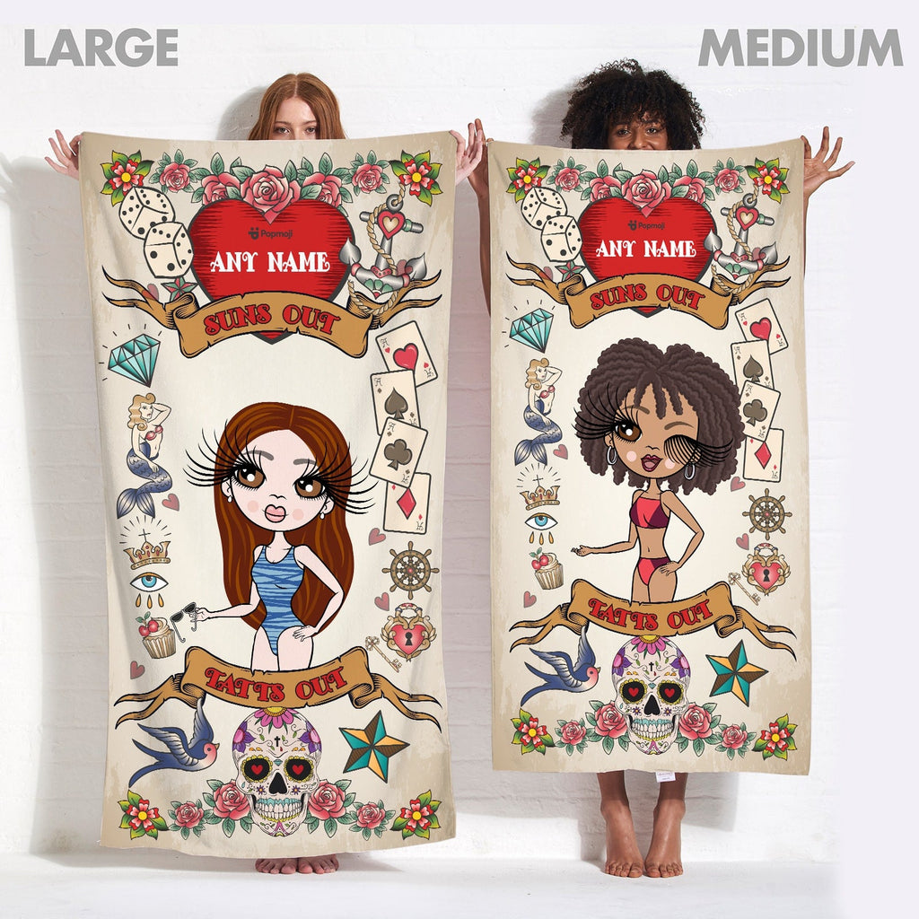 Womens Personalized Tattoo Beach Towel